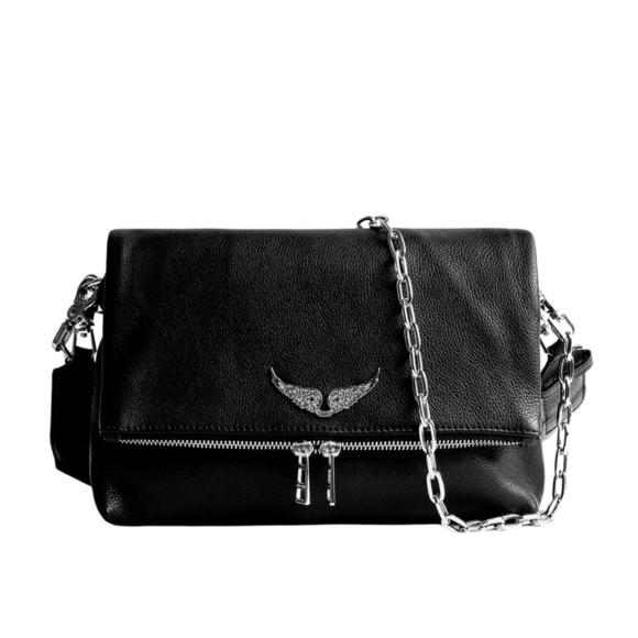NEW ZADIG & VOLTAIRE rocky grained leather bag in noir - Picture 1 of 3